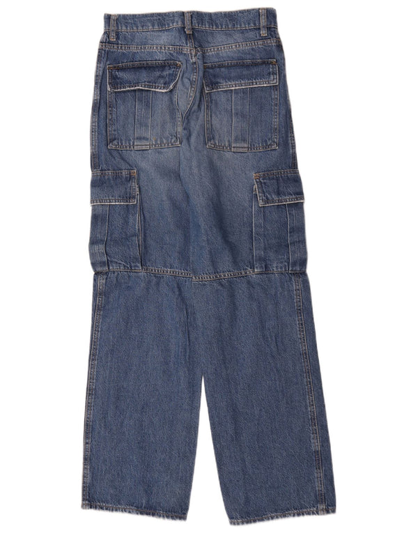 Zara Damen Cargo Loose Jeans EU 36 XS W26 L31 Blau