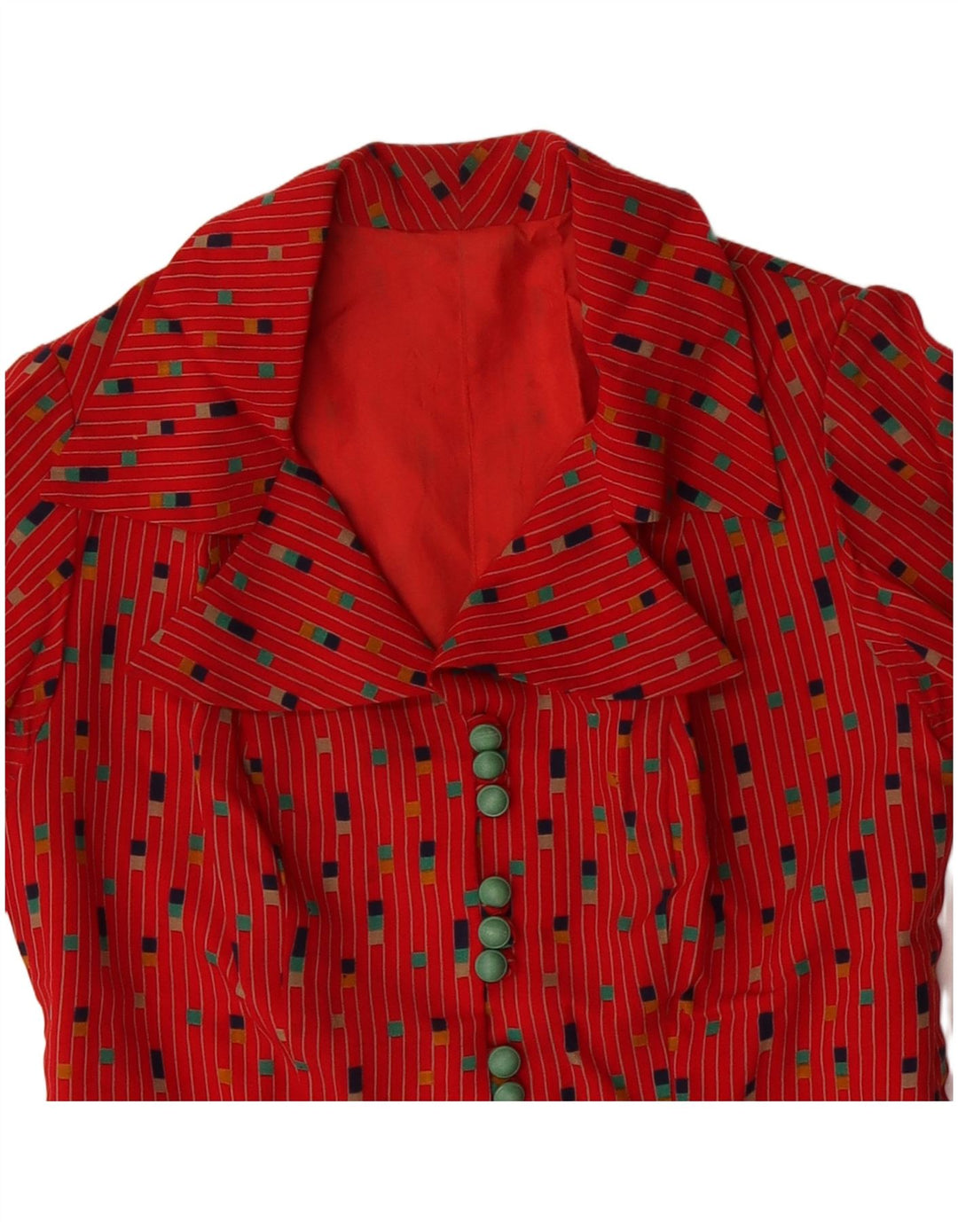 VINTAGE Damen A-Linien-Kleid UK 12 Mittelrot meliert