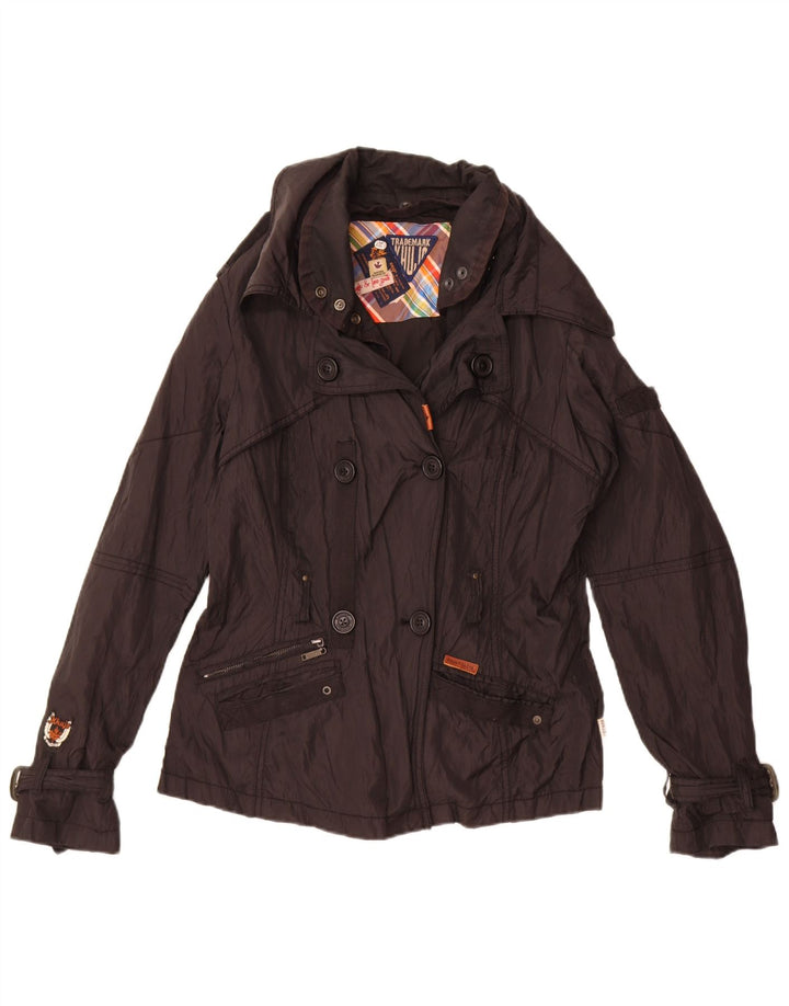 Trademark Damen Zweireihige Windjacke UK 14 Medium Schwarz