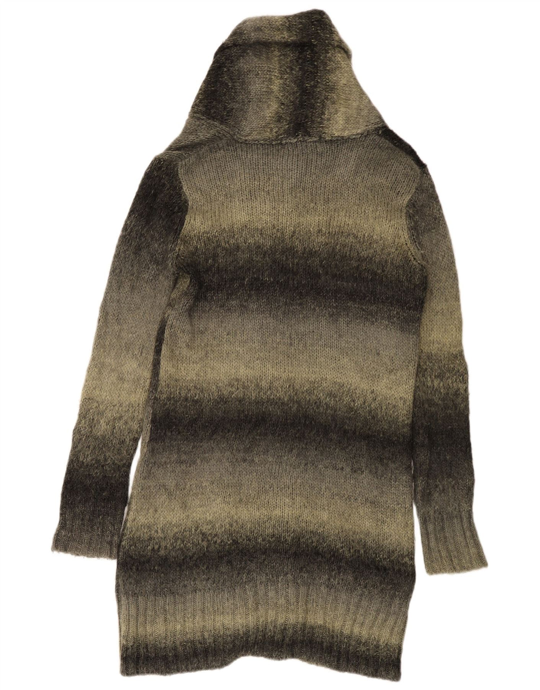 Zara Damen Longline-Cardigan-Pullover UK 14 Mittelgrau gestreift aus Acryl