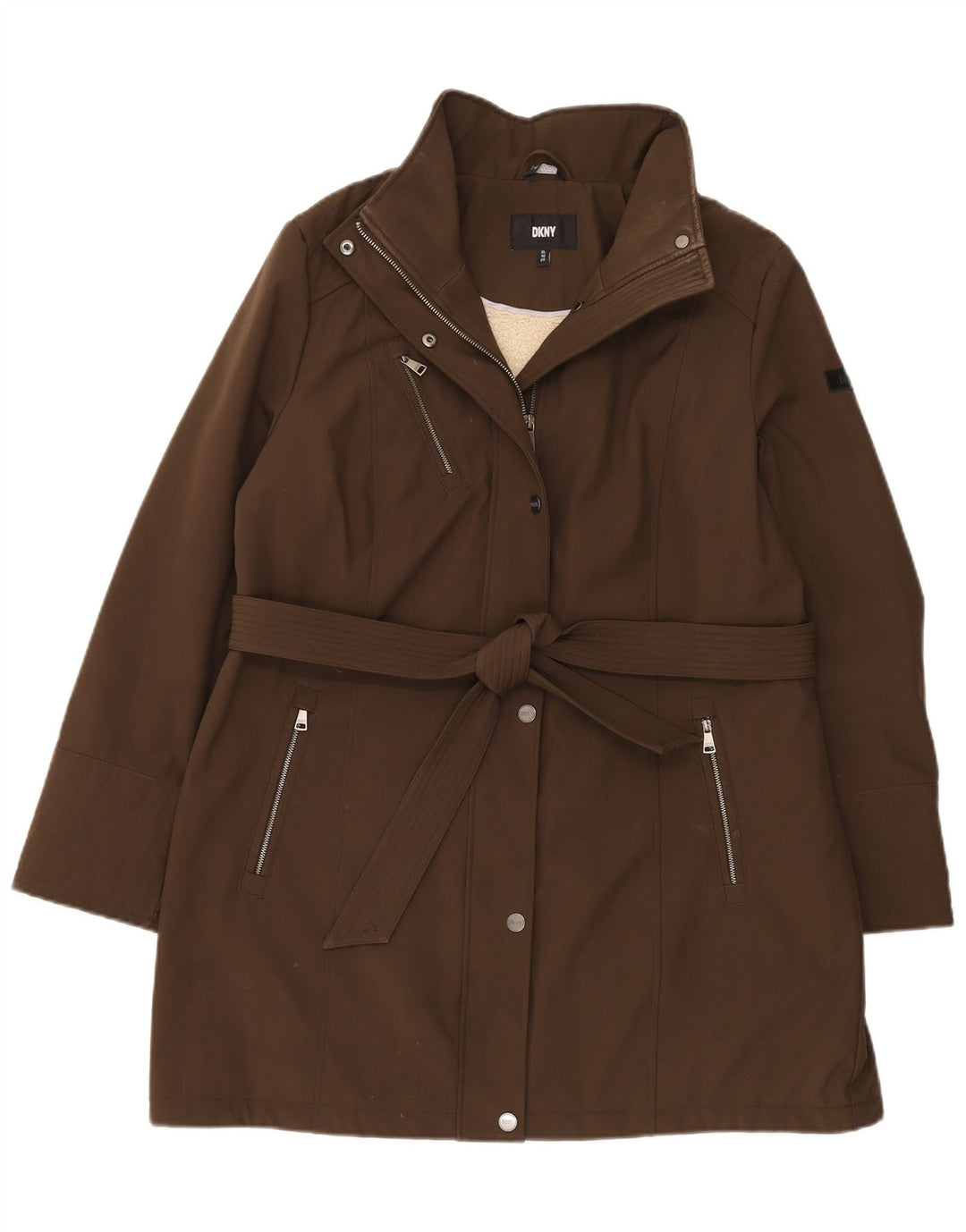 Dkny Damen Sherpa Mantel UK 18 XL Braun Polyester