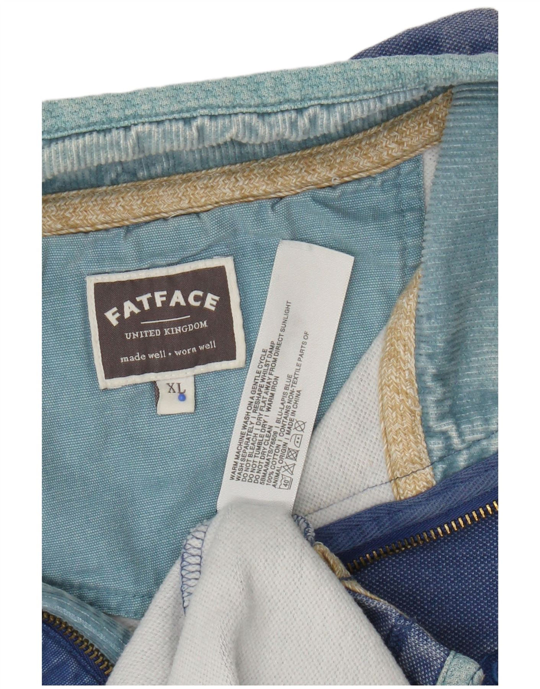 Fat Face Herren-Sweatshirt mit Reißverschluss am Hals, XL, Blau, Baumwolle