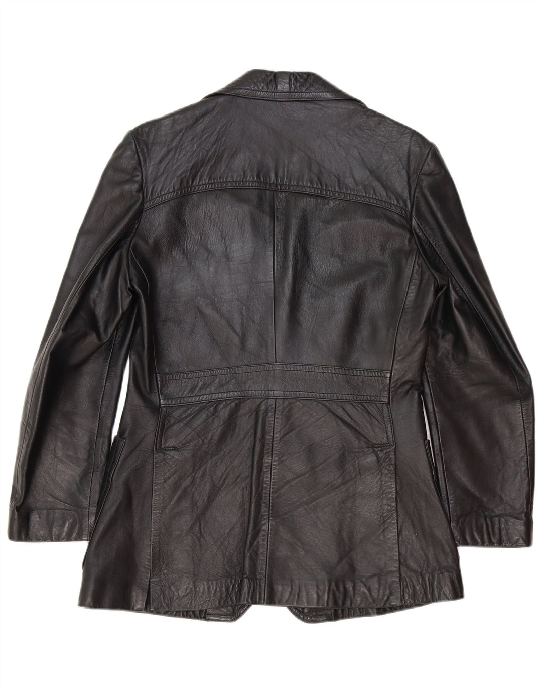 Vintage Herren 2 Knopf Leder Blazer Jacke UK 40 Large Schwarz