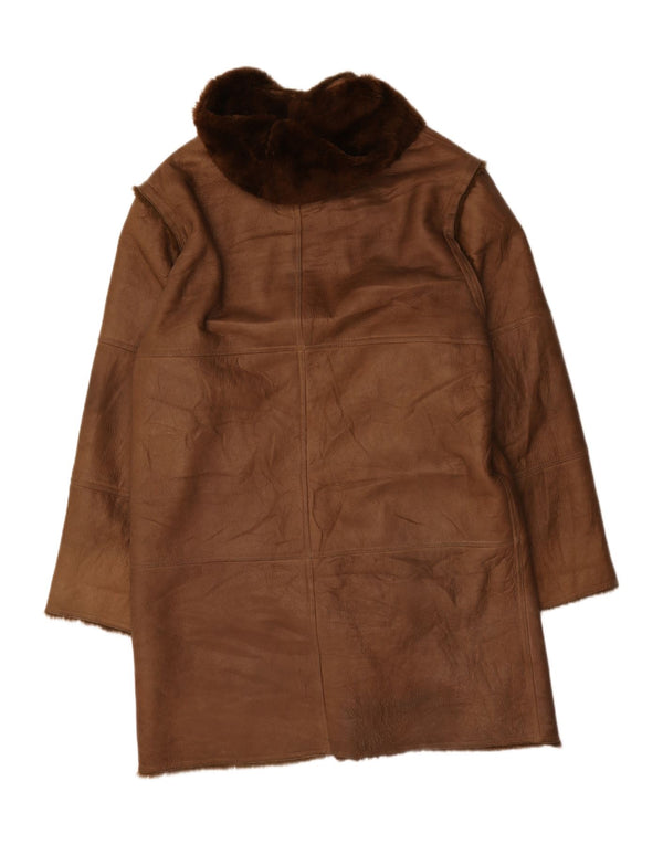 Coveri Herren-Sherpa-Mantel mit Kapuze, UK 44, 2XL, Braun