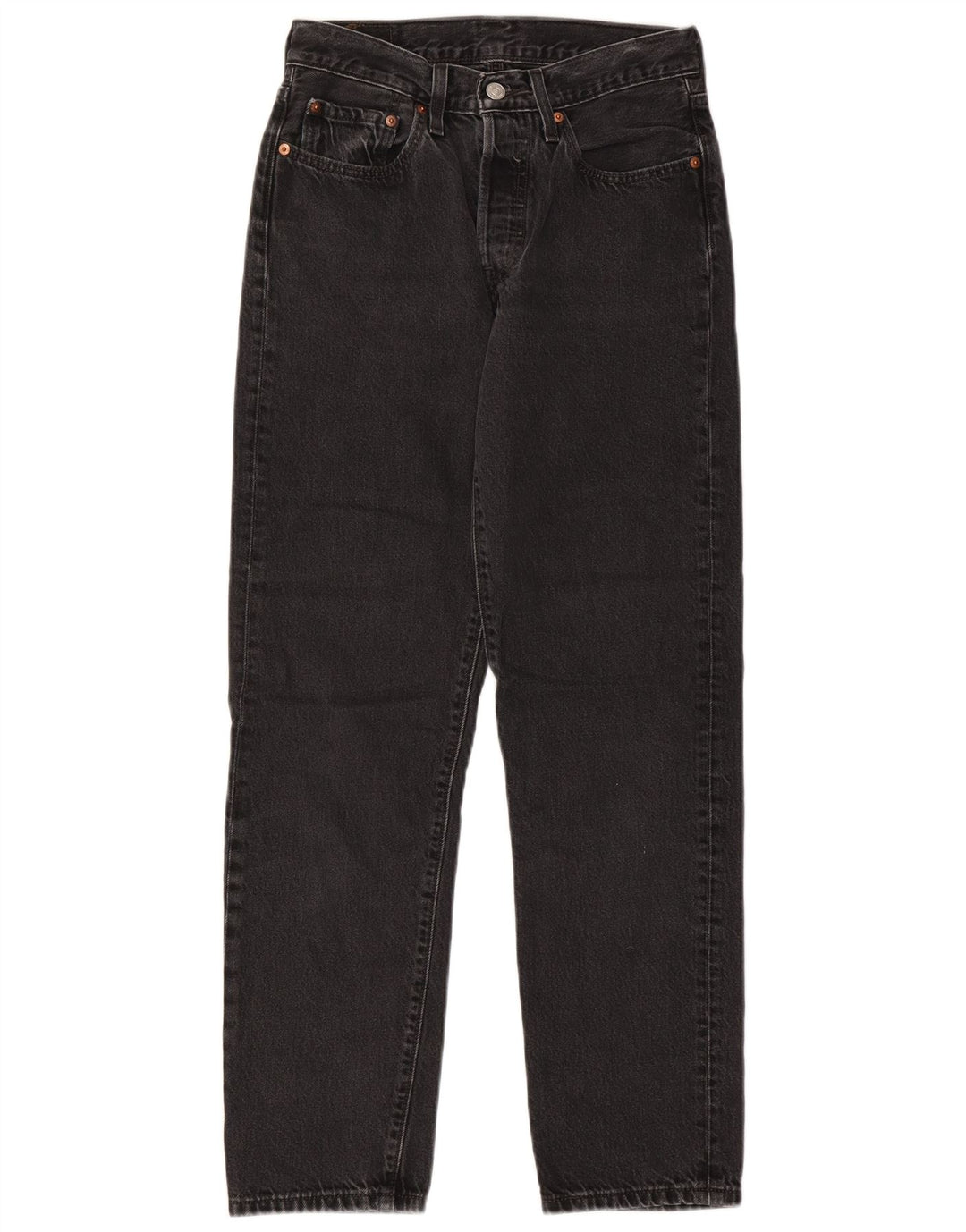 Levi's Damen 501 Straight Jeans W26 L28 Schwarze Baumwolle