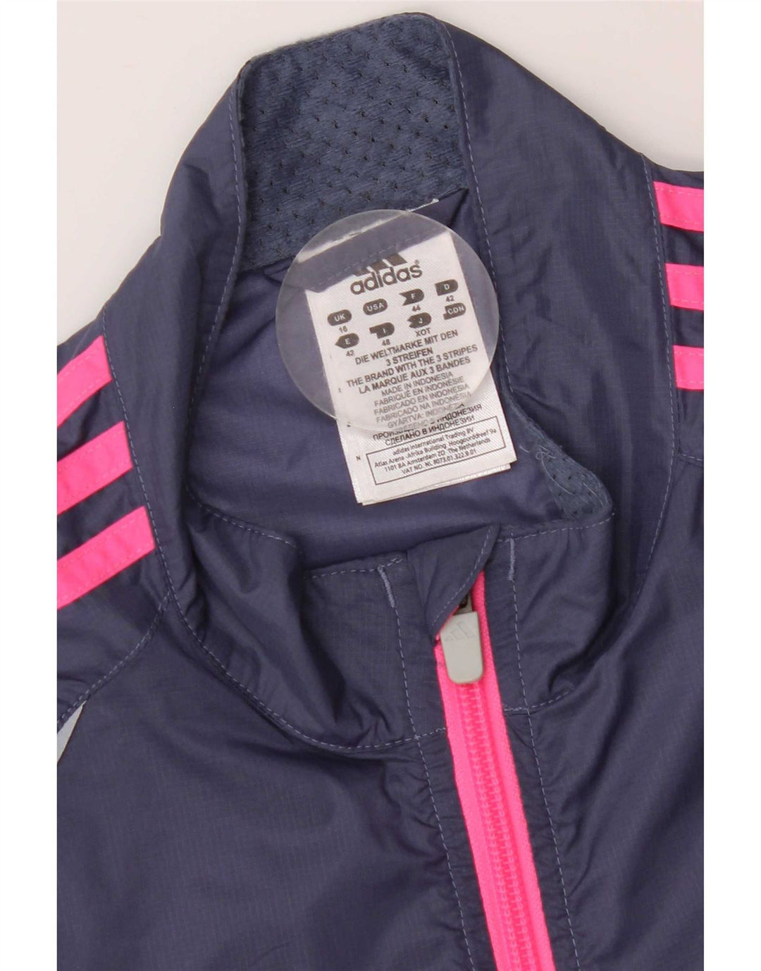 Adidas Damen Trainingsanzug Top Jacke UK 16 Large Marineblau Nylon