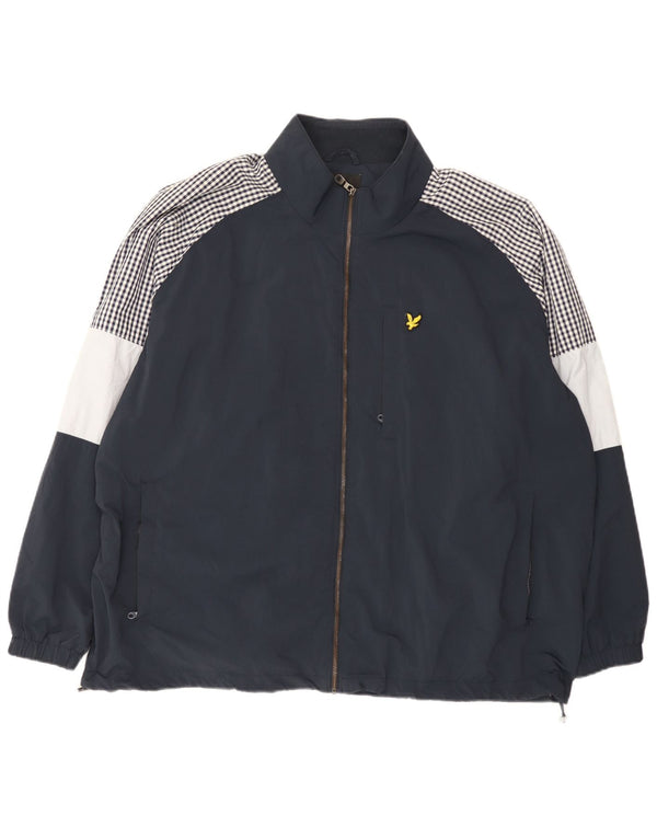 Lyle & Scott Herren-Regenjacke UK 46 3XL Marineblaues Colourblock-Nylon