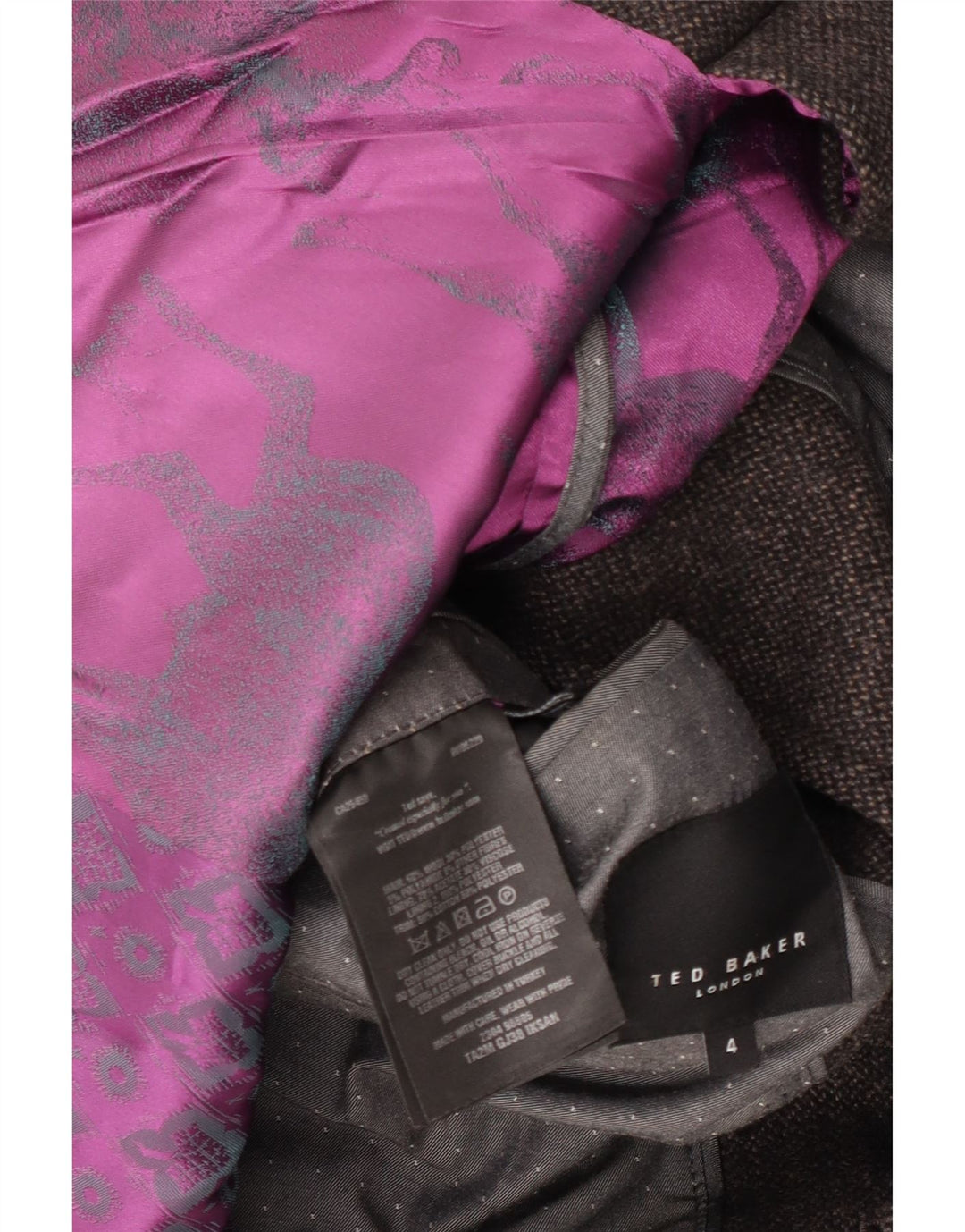 Ted Baker Herrenmantel, Größe 4, große graue Wolle