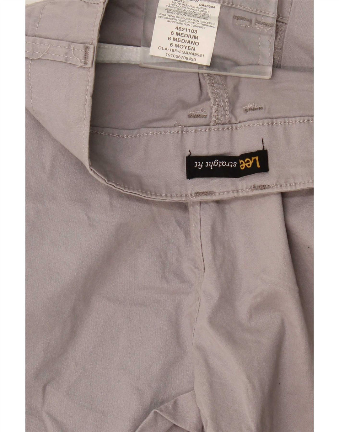 Lee Damen Chinoshorts US 6 Medium W32 Graue Baumwolle