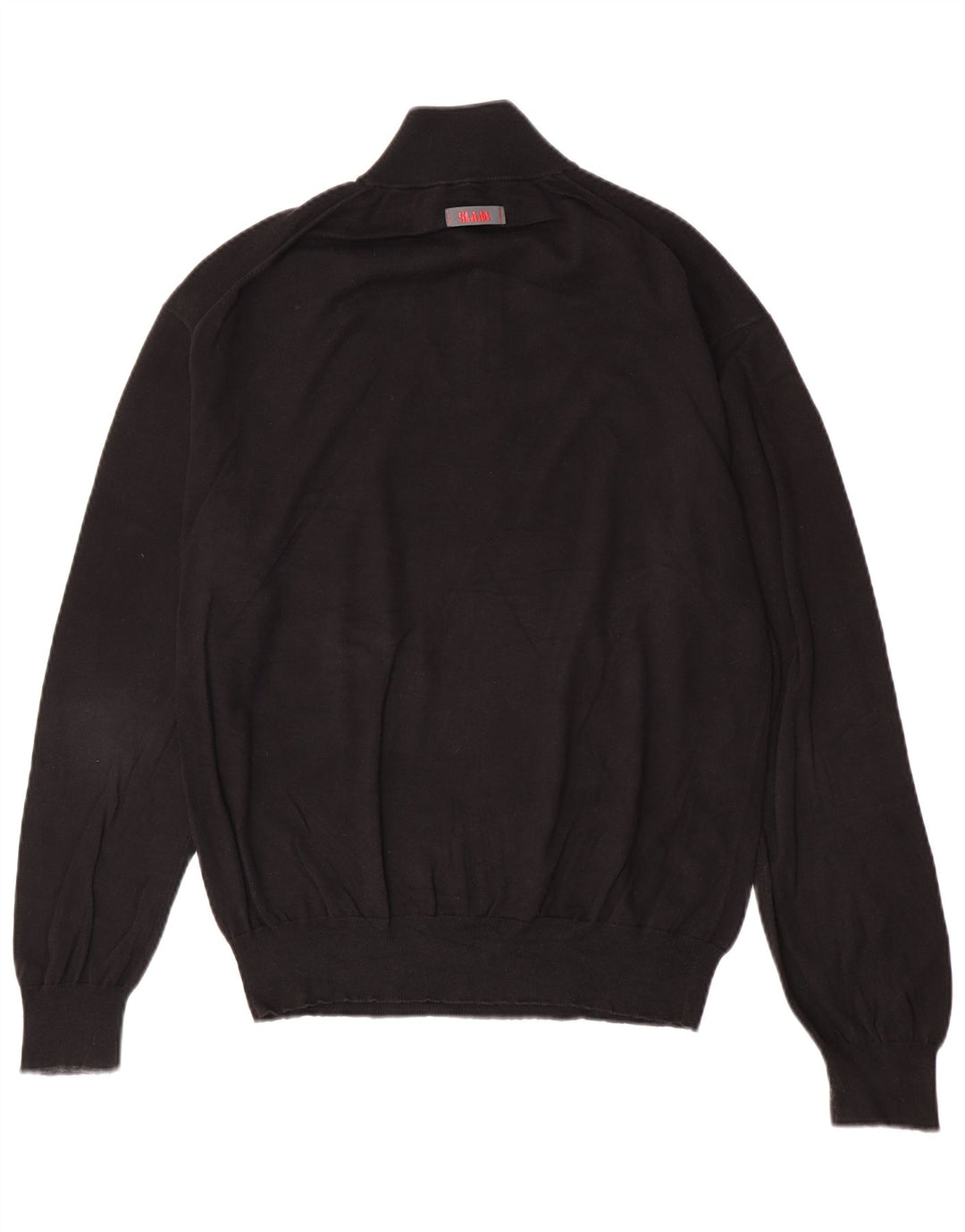 Slam Herren-Pullover mit Reißverschluss am Hals, groß, aus schwarzer Baumwolle