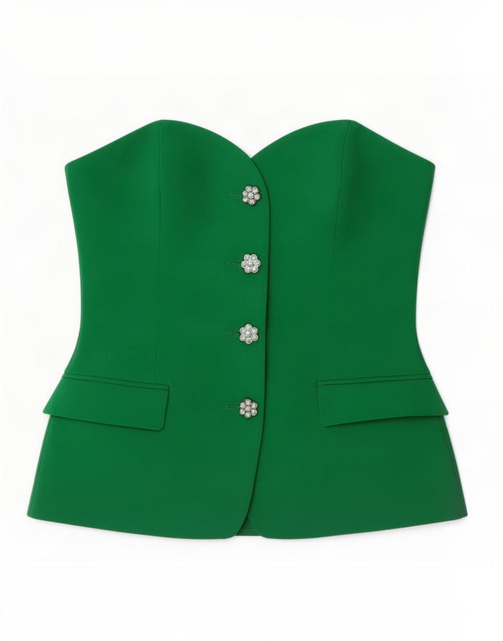 Zara Damen Crop Trägerloses Top UK 10 Small Grün