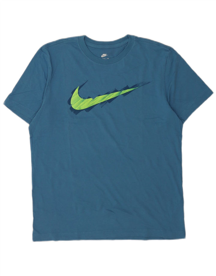 Nike Herren-T-Shirt mit Grafik, mittelblaue Baumwolle