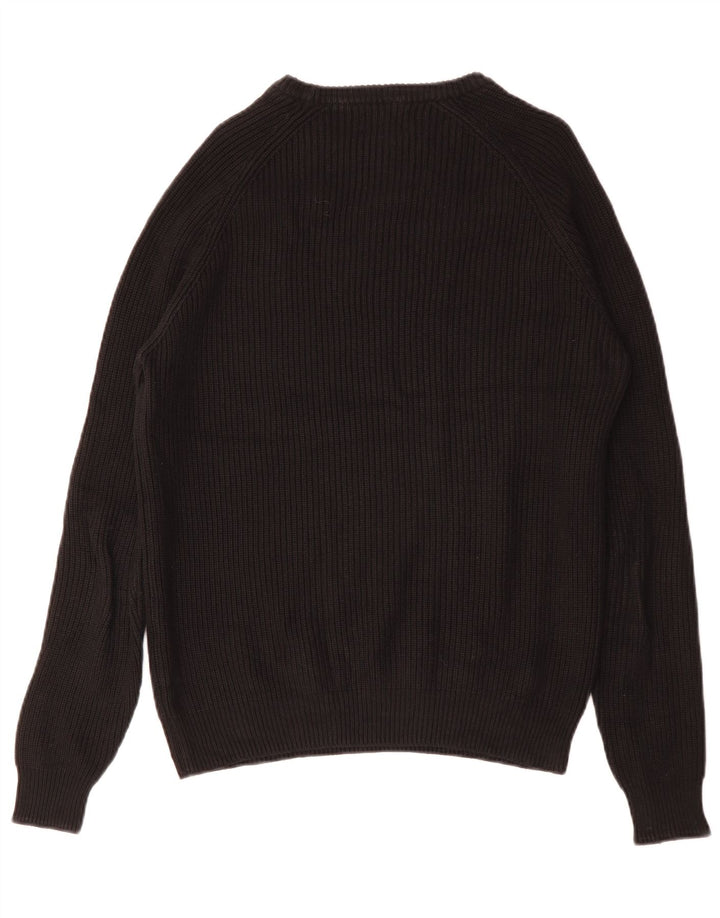 Zara Herren-Pullover mit U-Boot-Ausschnitt, mittelschwarze Baumwolle