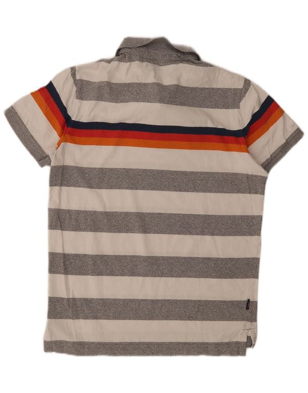 Superdry Herren-Poloshirt, große grau gestreifte Baumwolle