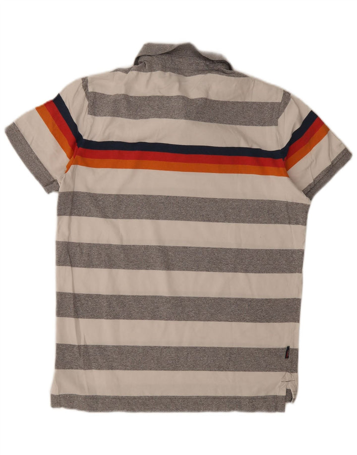 Superdry Herren-Poloshirt, große grau gestreifte Baumwolle