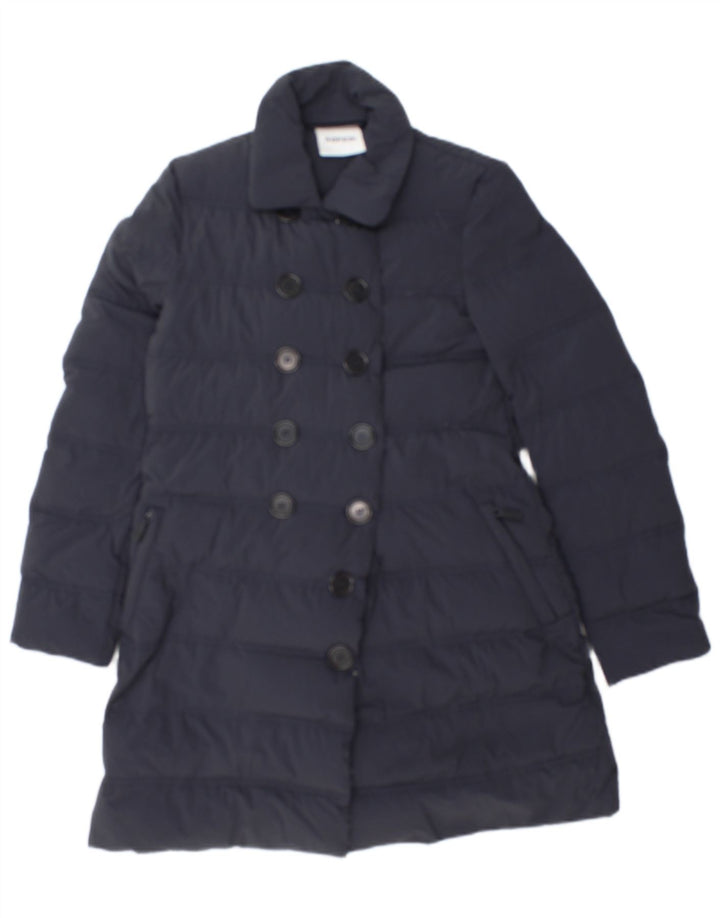 Aspesi Zweireihiger wattierter Damenmantel UK 10 Small Marineblau Polyamid