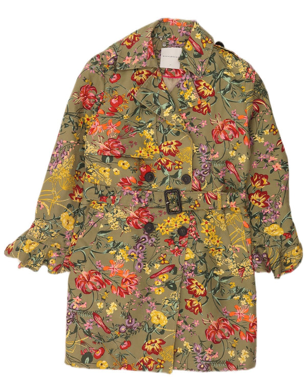 Rino & Pelle Damen Trenchcoat EU 40 Medium Khaki Floral Cotton