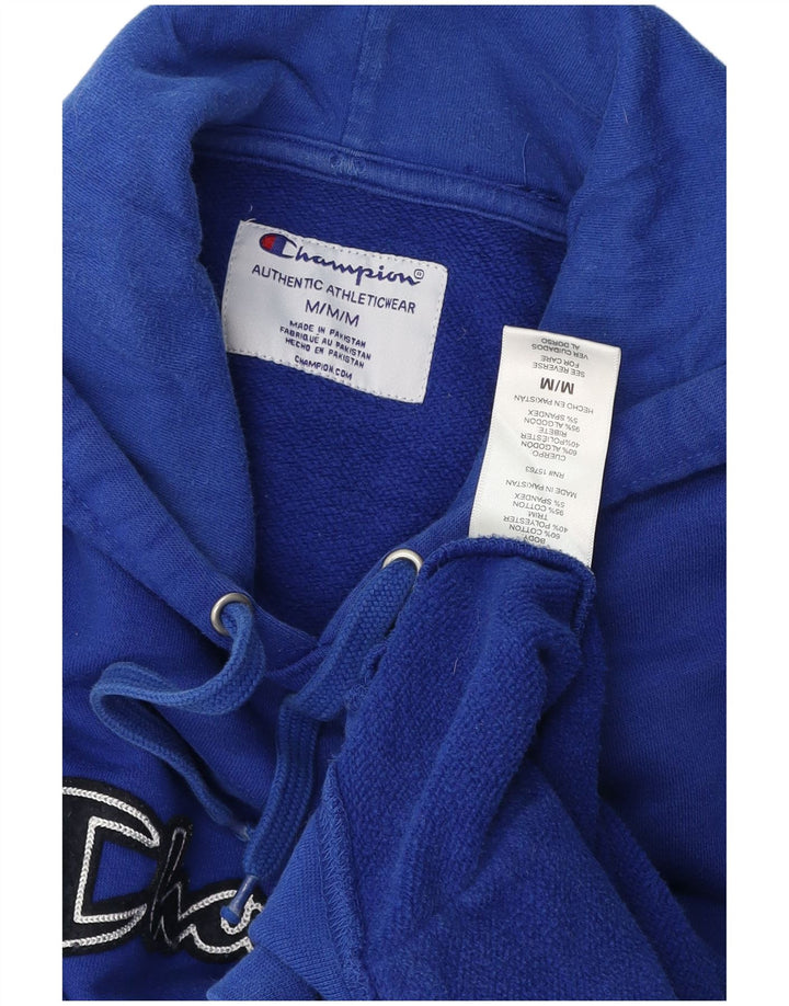 CHAMPION Mens Graphic Hoodie Jumper Medium Blue Cotton