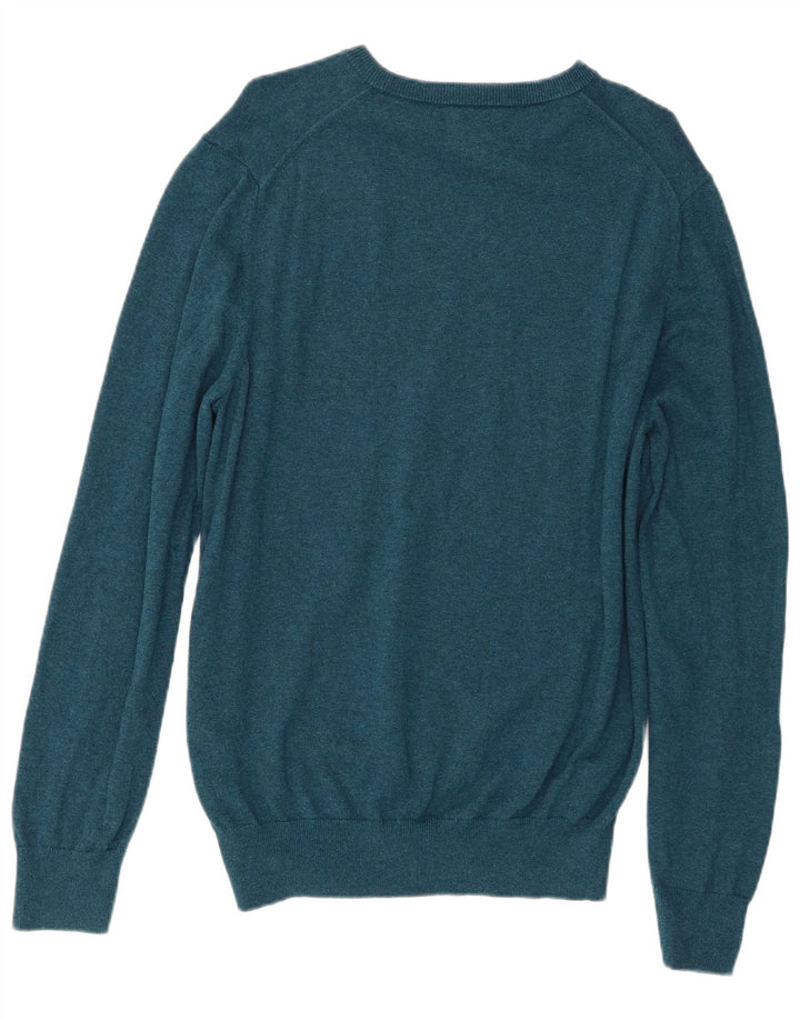Marks & Spencer Herren-Pullover mit Rundhalsausschnitt, groß, türkisfarbene Baumwolle