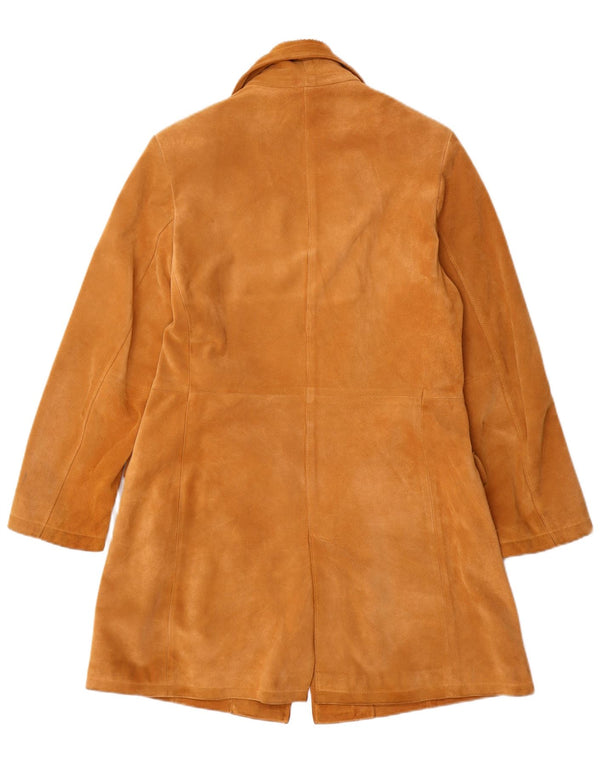 Vintage Womens Suede Overcoat IT 42 Medium Beige Leather