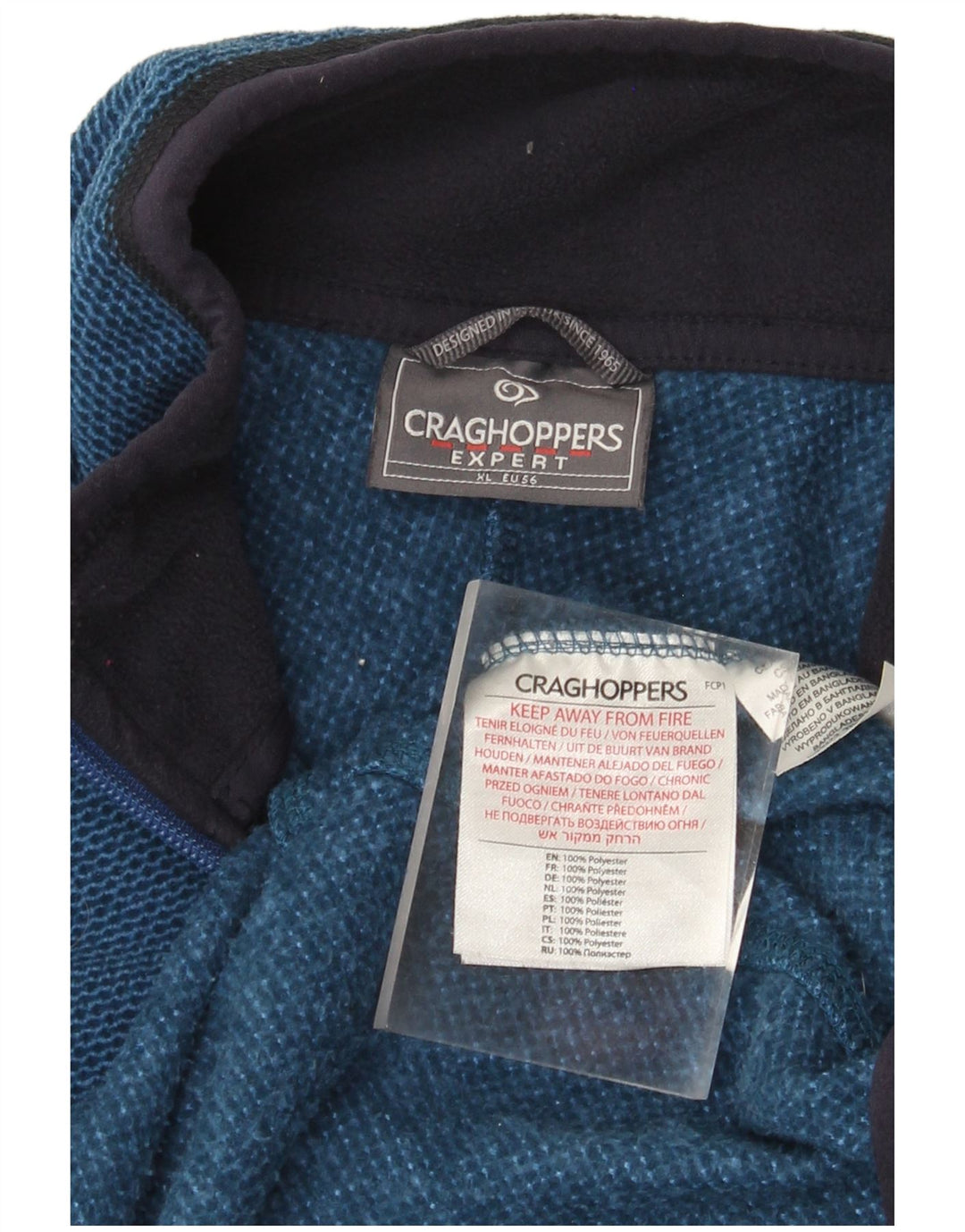 CRAGHOPPERS Herren-Fleecepullover mit Reißverschluss am Hals, XL, Blau, Polyester