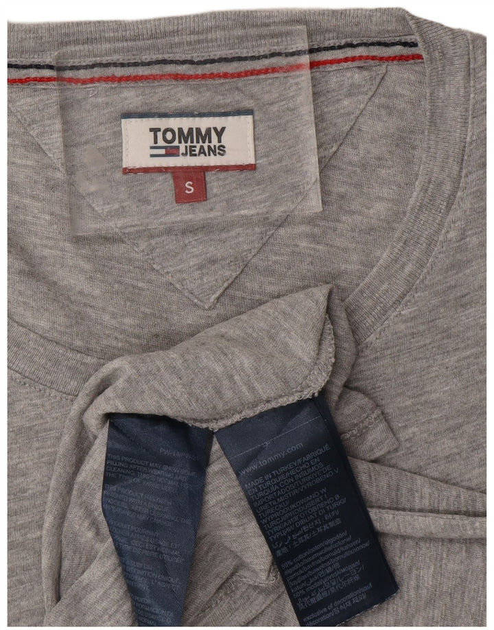 TOMMY HILFIGER Damen Übergroßes Grafik-T-Shirt-Oberteil UK 10 Small Grau