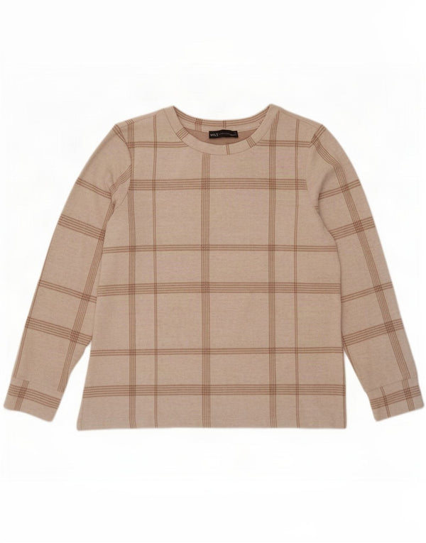Marks & Spencer Damen Top Langarm UK 12 Medium Off White Check