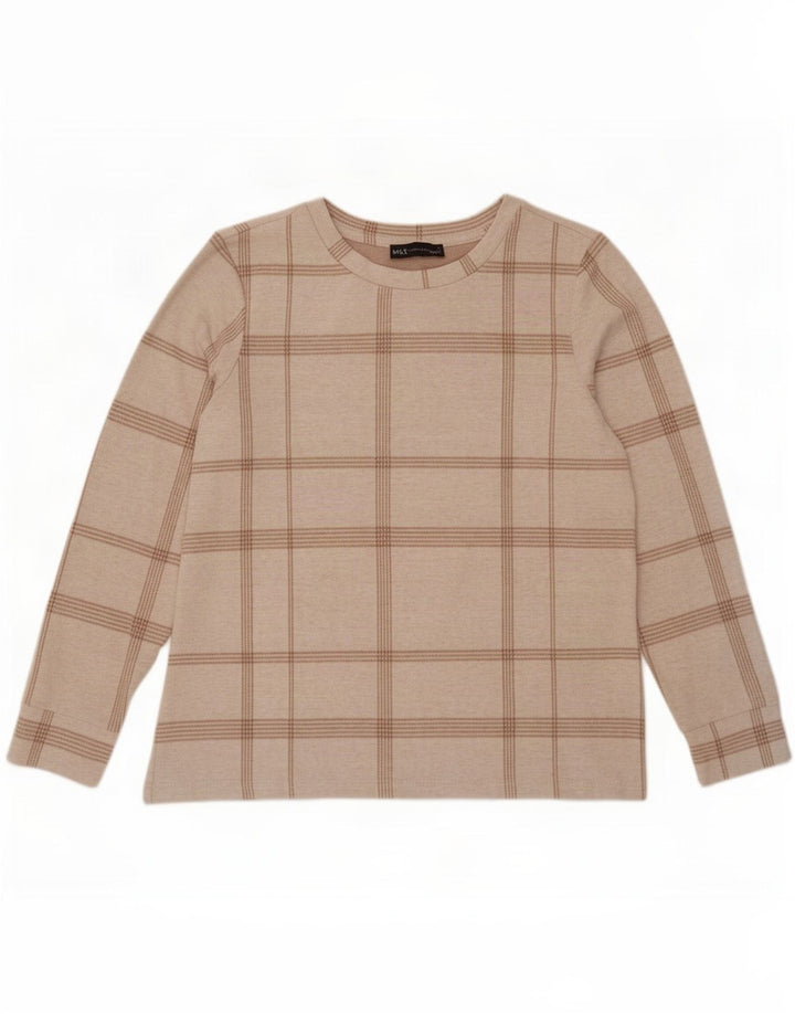 Marks & Spencer Damen Top Langarm UK 12 Medium Off White Check