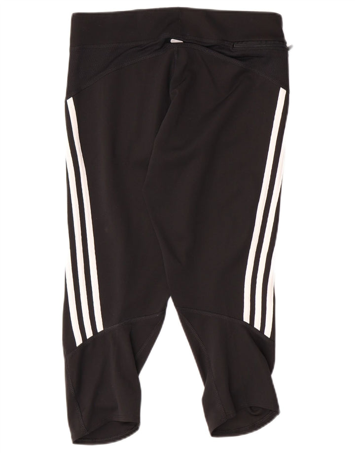 ADIDAS Damen Climalite Capri Leggings UK 12 Medium Schwarz Polyester