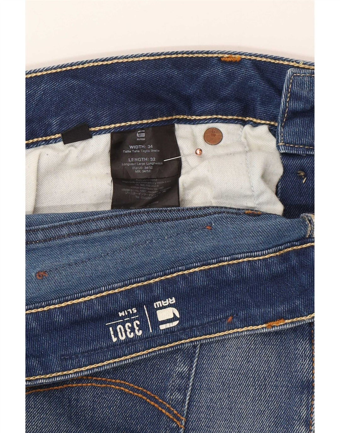G-Star Herren Slim Jeans W34 L32 Blaue Baumwolle