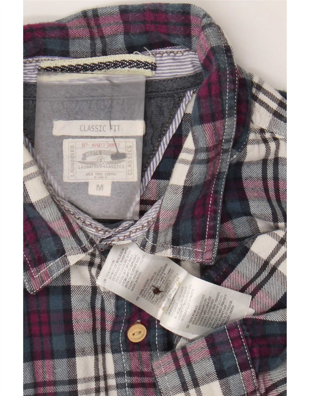 White Stuff Herren-Flanellhemd mit klassischer Passform, mittelviolette Karo-Baumwolle