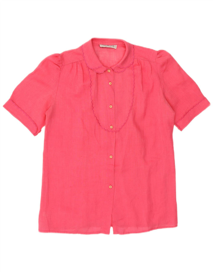VINTAGE Damen Kurzarm-Hemdbluse IT 44 Mittelrosa