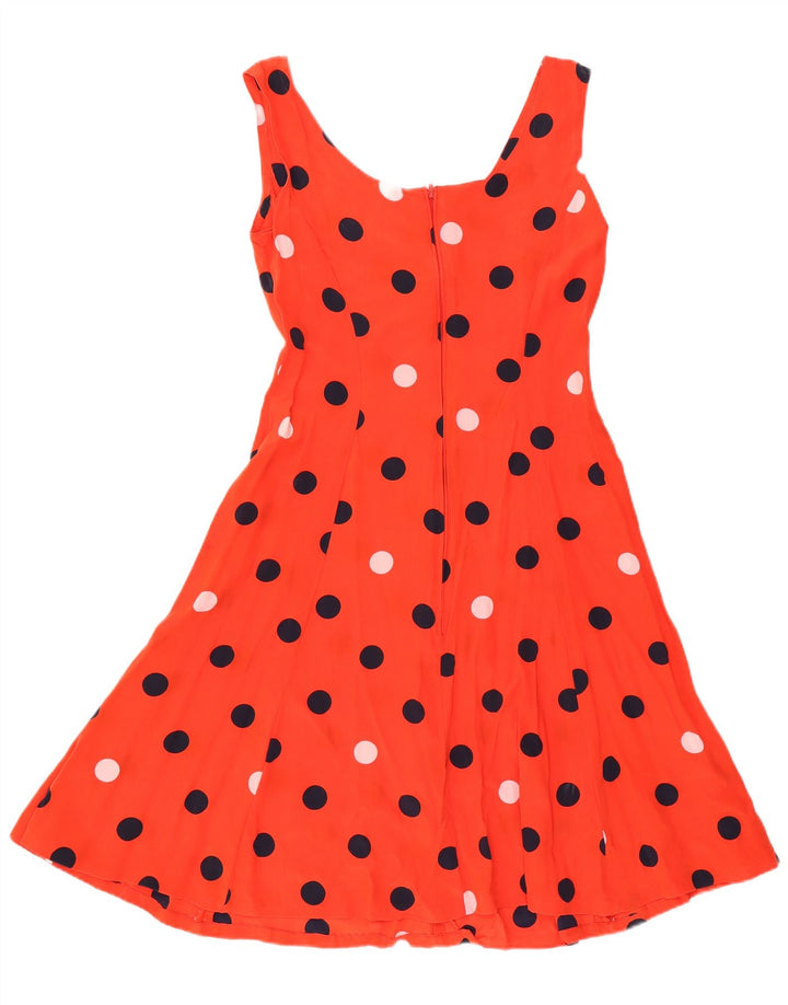 Vintage Damen Sonnenkleid UK 14 Medium Red Polka Dot
