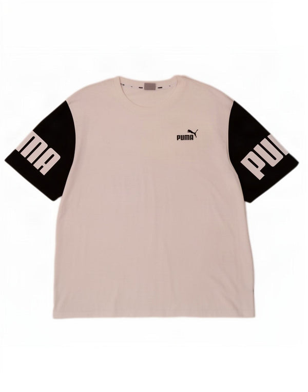 Puma Herren Grafik T-Shirt Top 2XL Weiß Farbblock