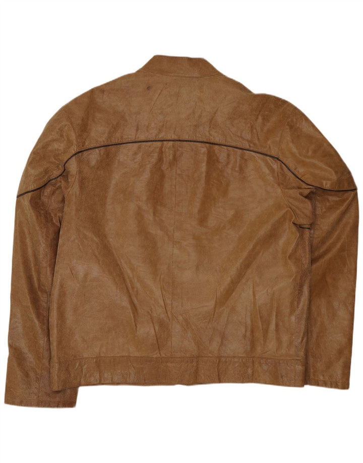 Vintage Herren Lederjacke IT 54 2XL Beige Leder