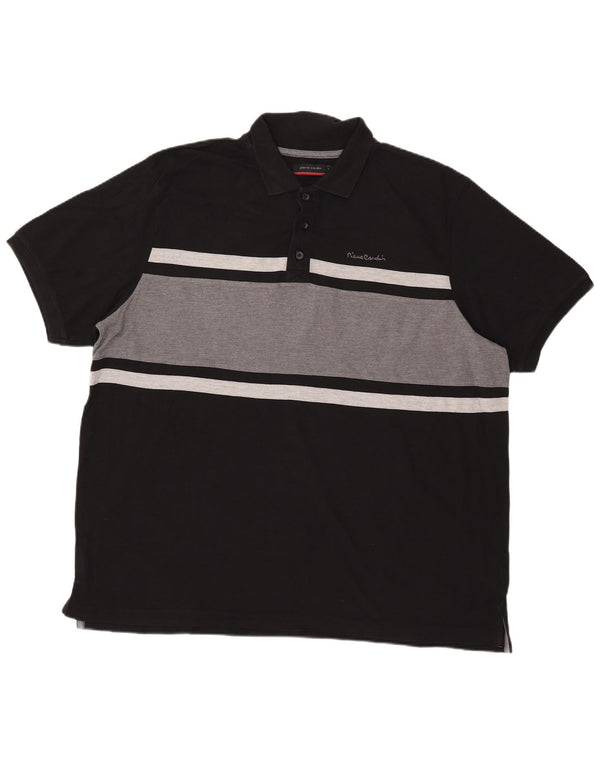 Pierre Cardin Herren Poloshirt 4XL Schwarz Colourblock Baumwolle