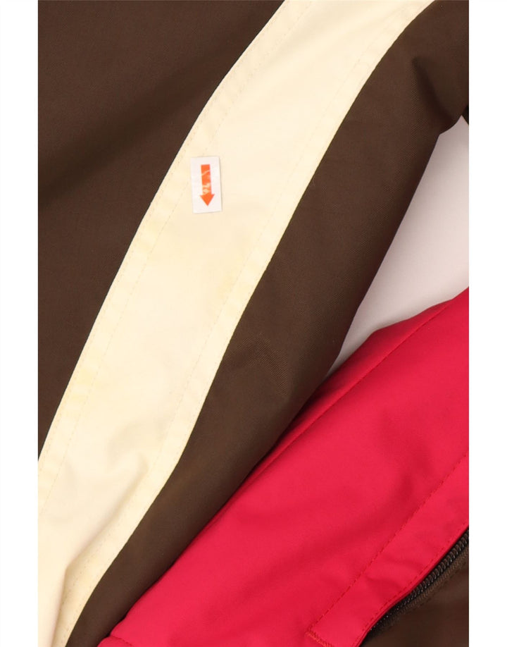 ANIMAL Übergroße Damen-Regenjacke mit Kapuze, UK 10, Klein, Braun, Farbblock