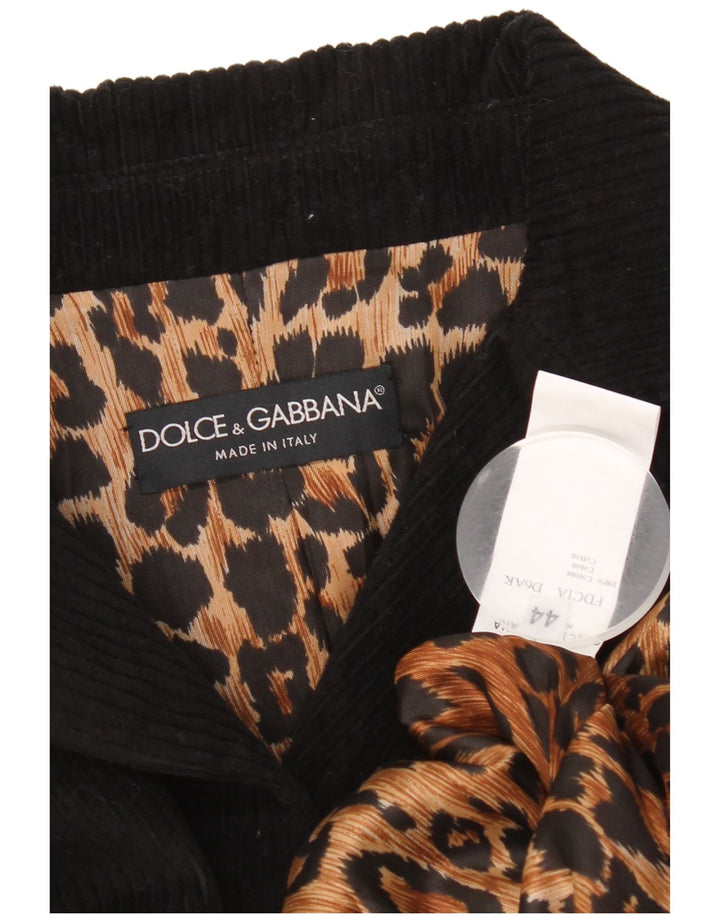 Dolce & Gabbana Damen Cordmantel IT 44 Medium Black Cotton Classic