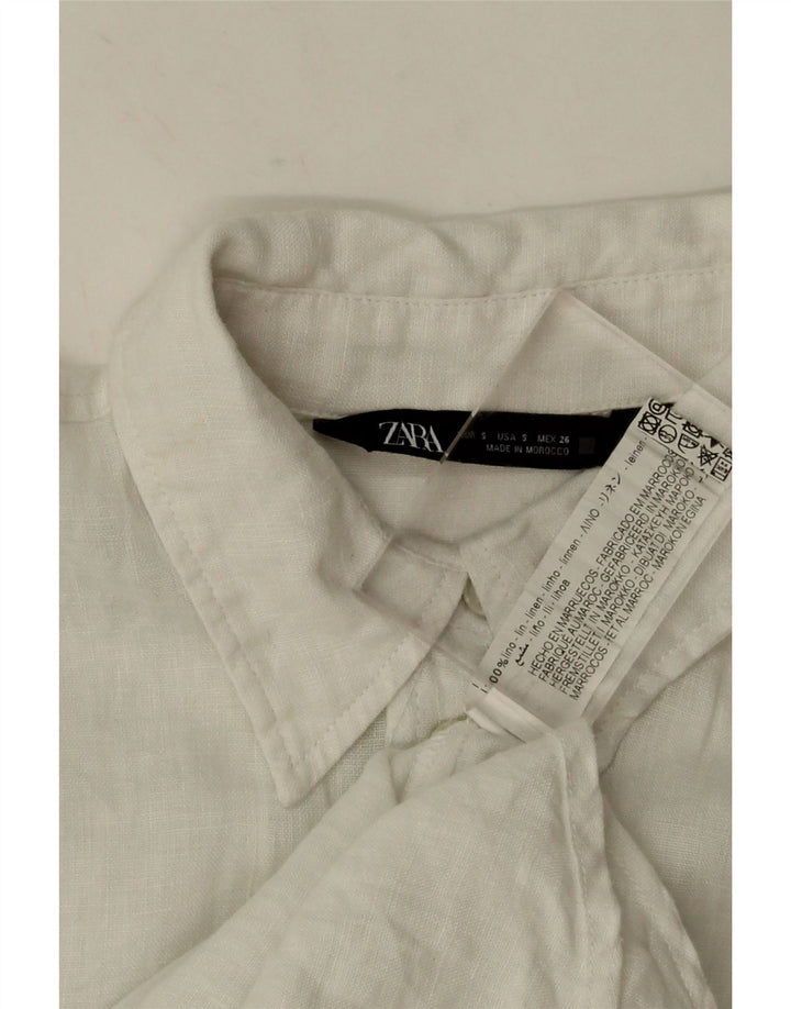 Zara Damen-Oversize-Hemd, UK 10, Small, weißes Leinen