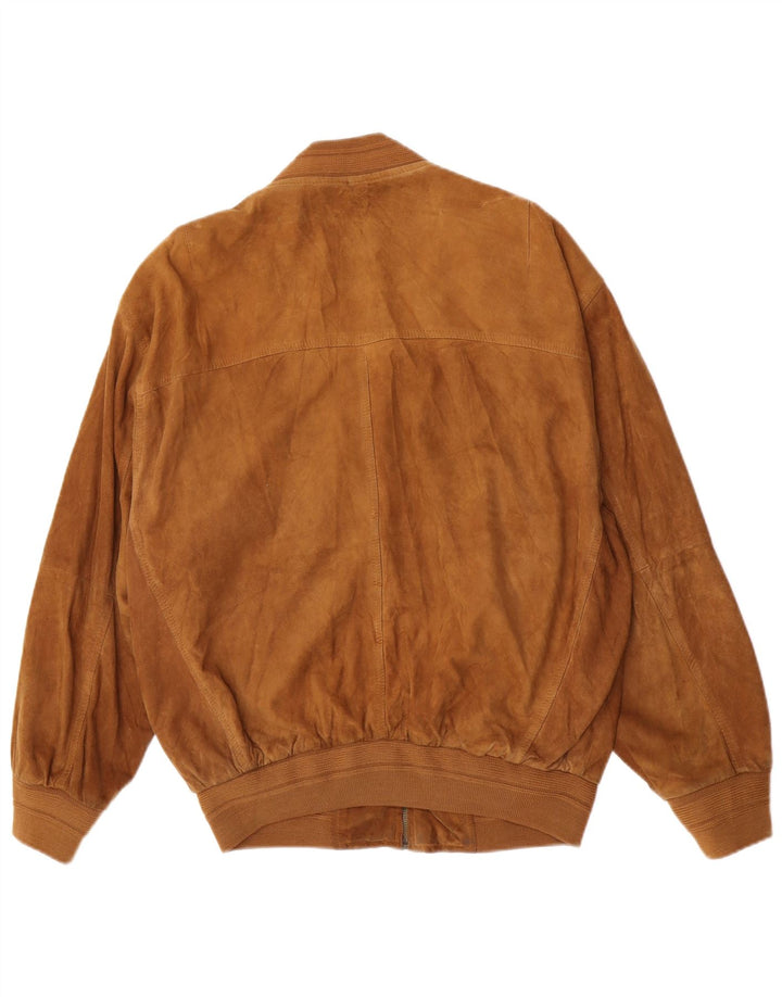 Vintage Herren Wildleder Bomberjacke UK 38 Mittelbraunes Leder