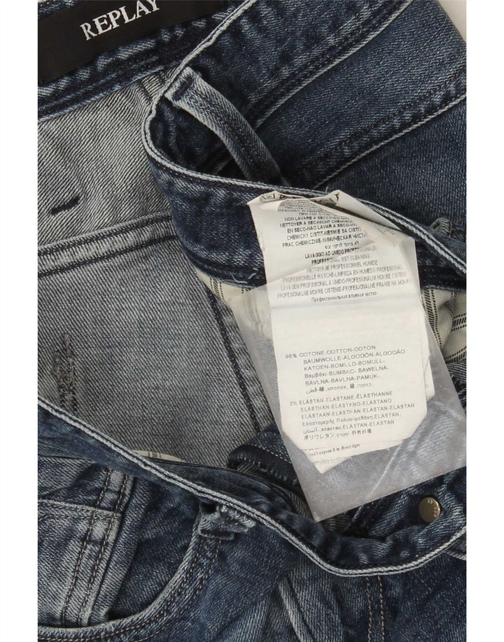 Replay Damen Slim Jeans W34 L32 Blaue Baumwolle