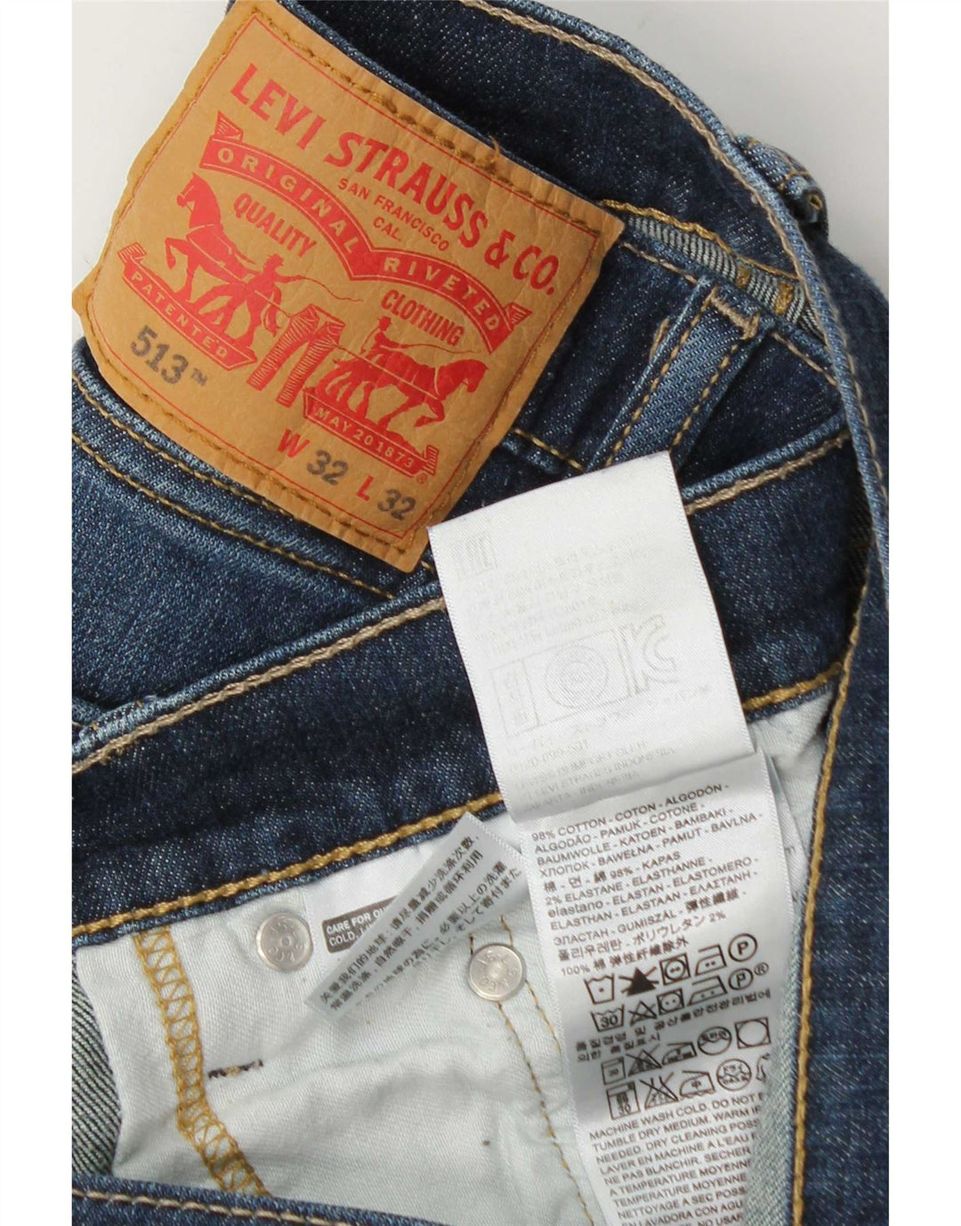 Levi's Herren 513 Straight Jeans W32 L32 Blaue Baumwolle