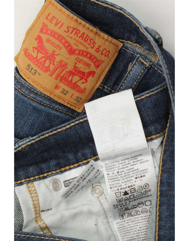 Levi's Herren 513 Straight Jeans W32 L32 Blaue Baumwolle