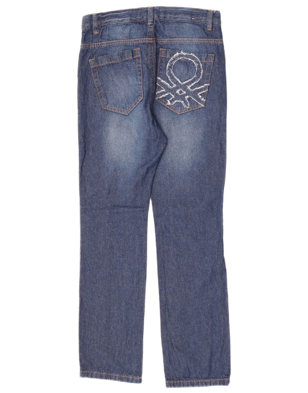 Benetton Damen Graphic Straight Jeans W26 L26 Blau