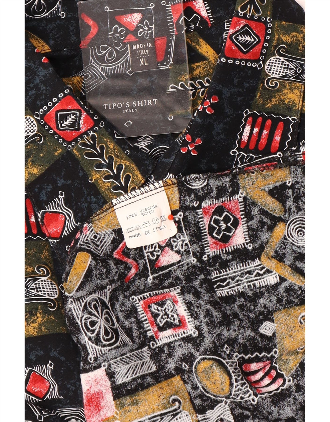 Tipo' S Herren Kurzarmhemd XL Schwarz Patchwork Viskose