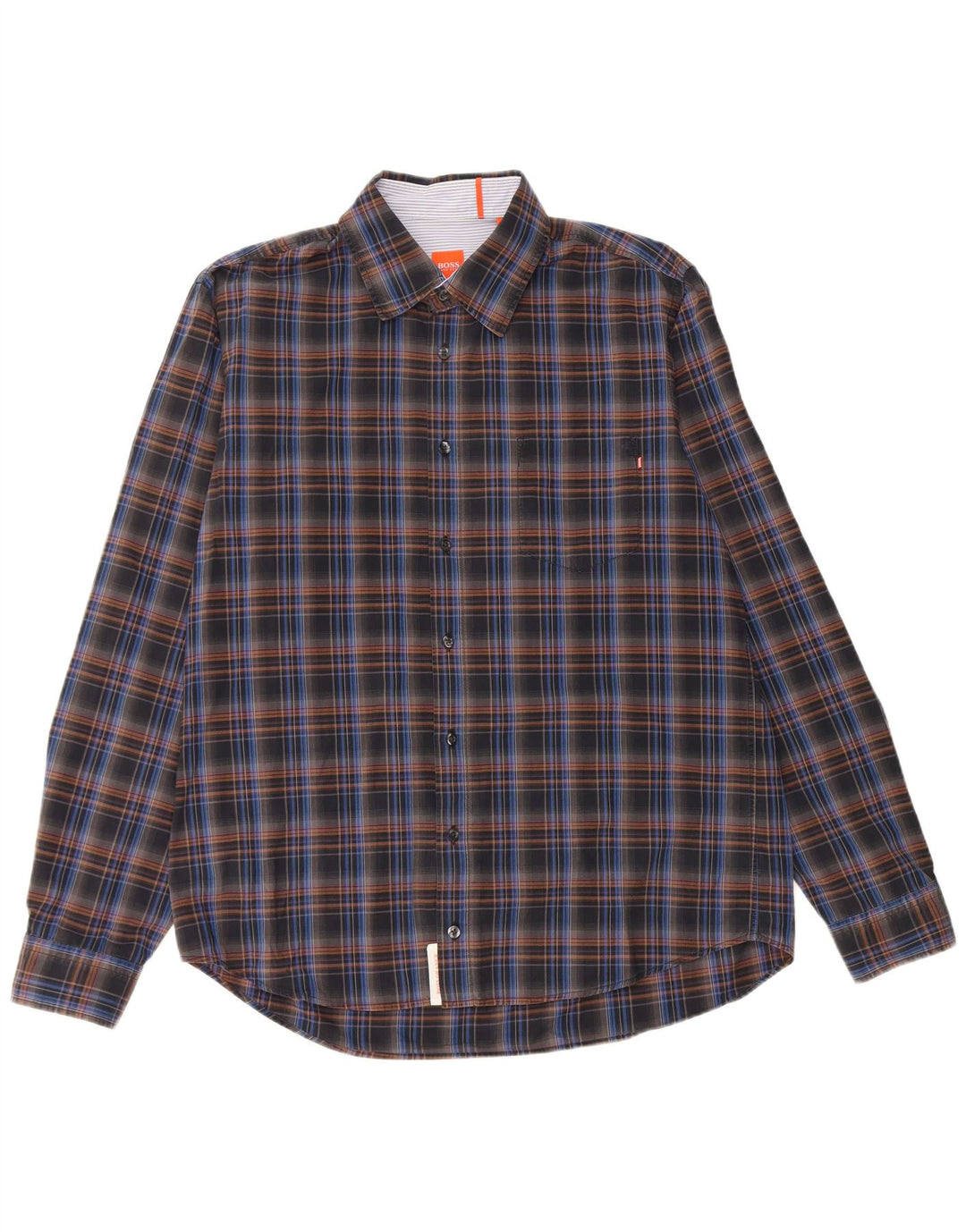 Hugo Boss Herrenhemd, groß, schwarz, kariert, Baumwolle