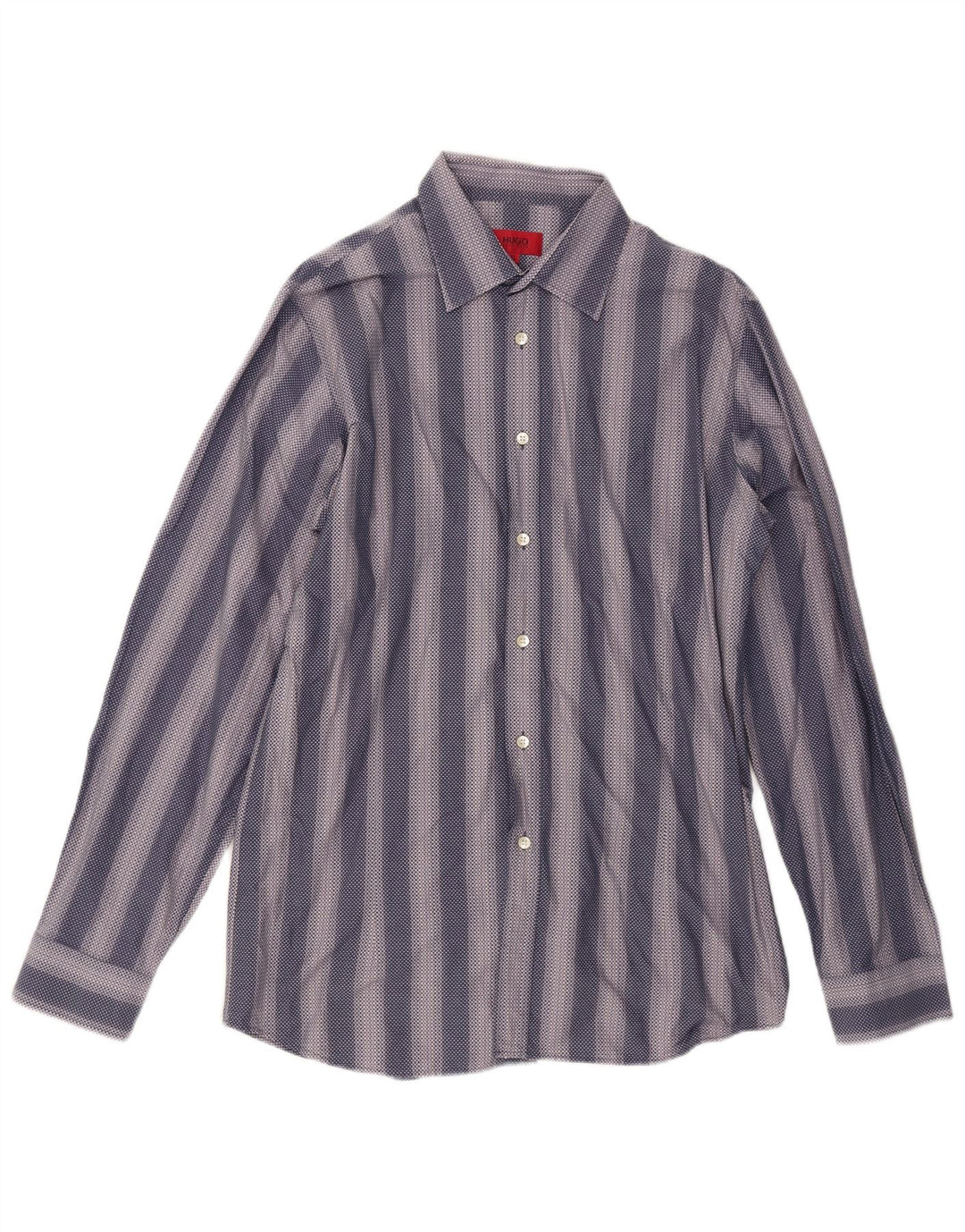 Hugo Boss Herrenhemd XL Marineblau gestreift aus Baumwolle