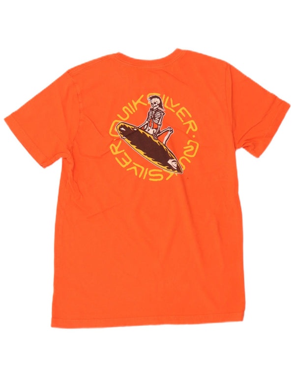Quiksilver Boys Graphic T-Shirt Top 13-14 Years Large Orange Cotton