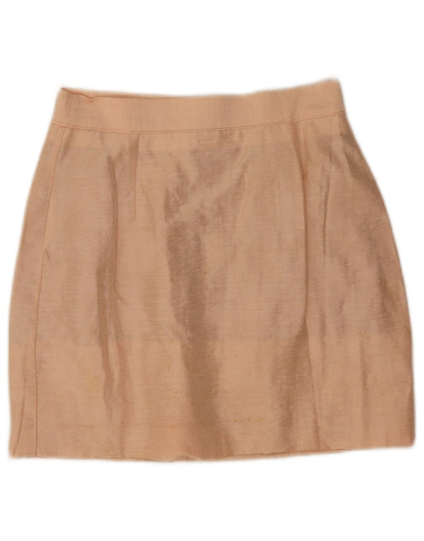 Vintage Damen Minirock mit hoher Taille IT 42 Medium W24 Beige