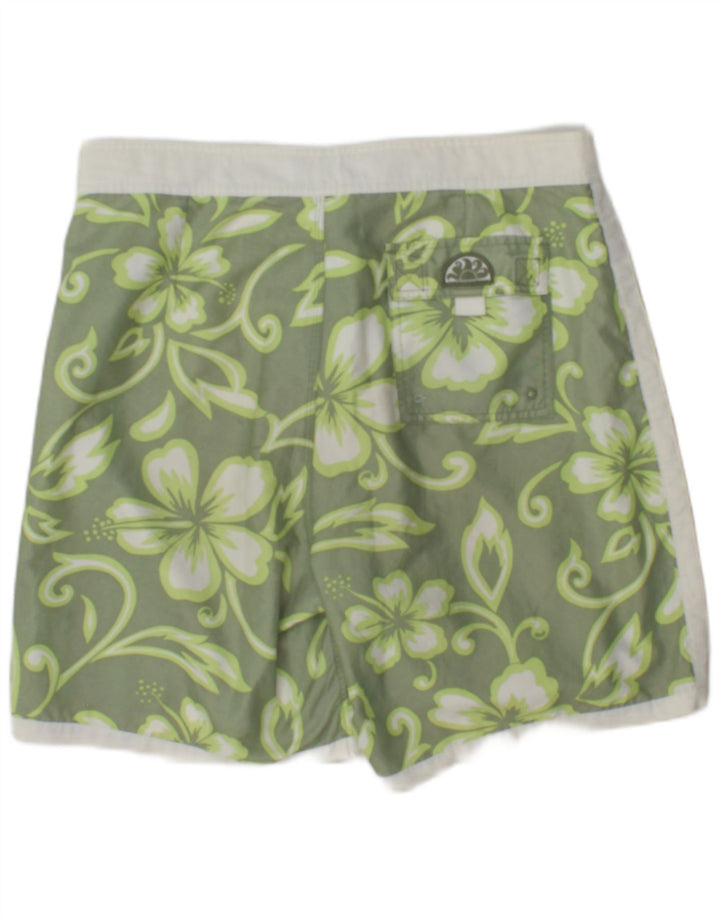 Sundek Herren-Badeshorts, groß, grünes Blumenmuster, Polyester